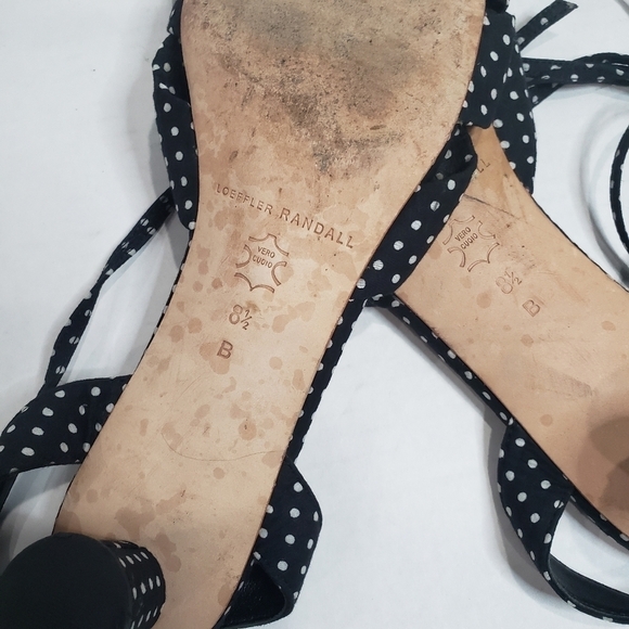 Loeffler Randall Leia Polka Dot Ankle Wrap Low Heel Sandals Size 8.5 B - Picture 12 of 13